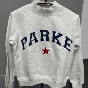 Parke Women's Gray Sweatshirt with Red Star and Blue Lettering